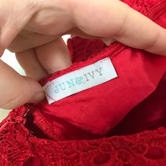 Francesca's Jun & Ivy Red Lace Dress - Picture 3 of 4